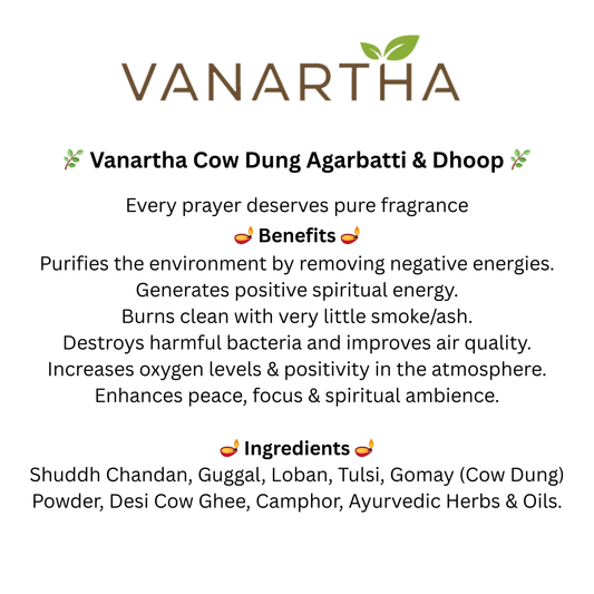 Vanartha Cow Dung Agarbatti & Dhoop (30 Days Pack-56 pc)