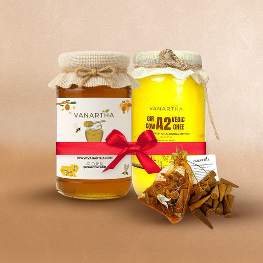 Gir Cow A2 ghee - Made From Curd + Wild Forest Honey + Natural Dhoop (Agarbatti)